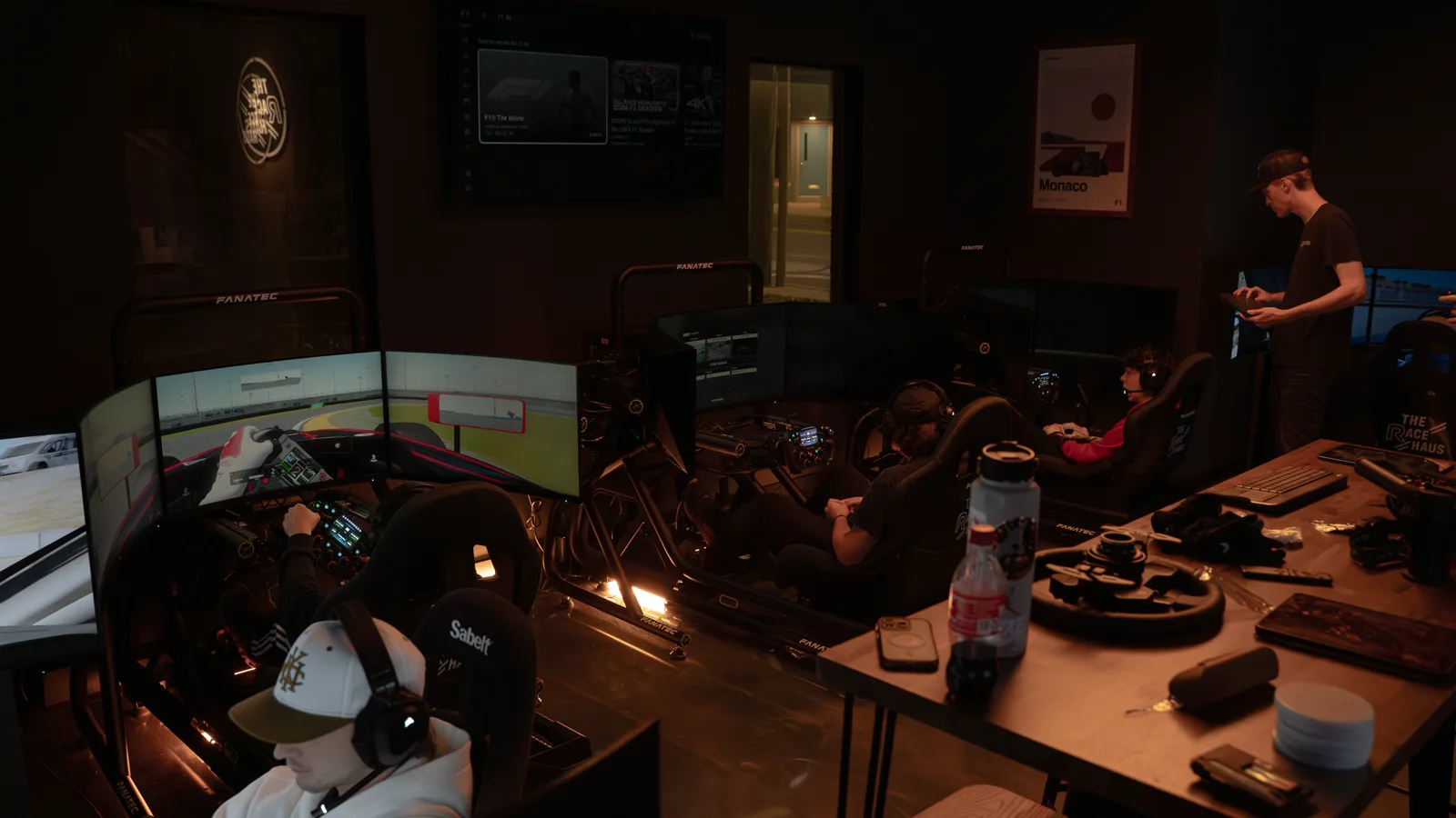 Friends racing together at The Race Haus