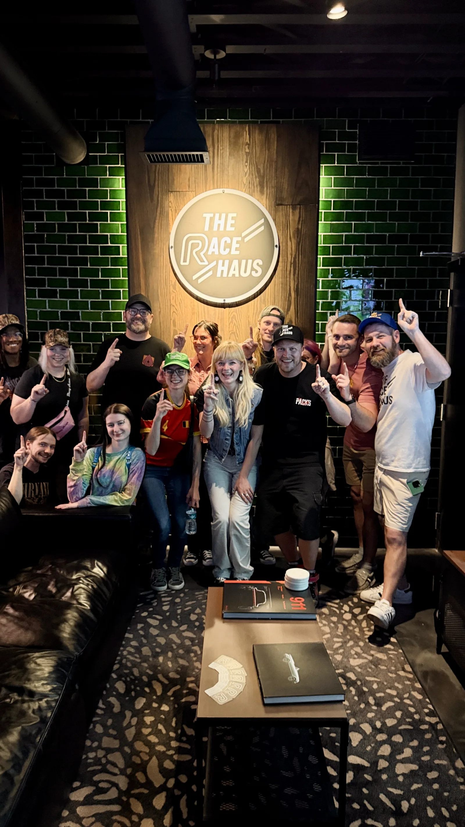 A group celebrating their event at The Race Haus
