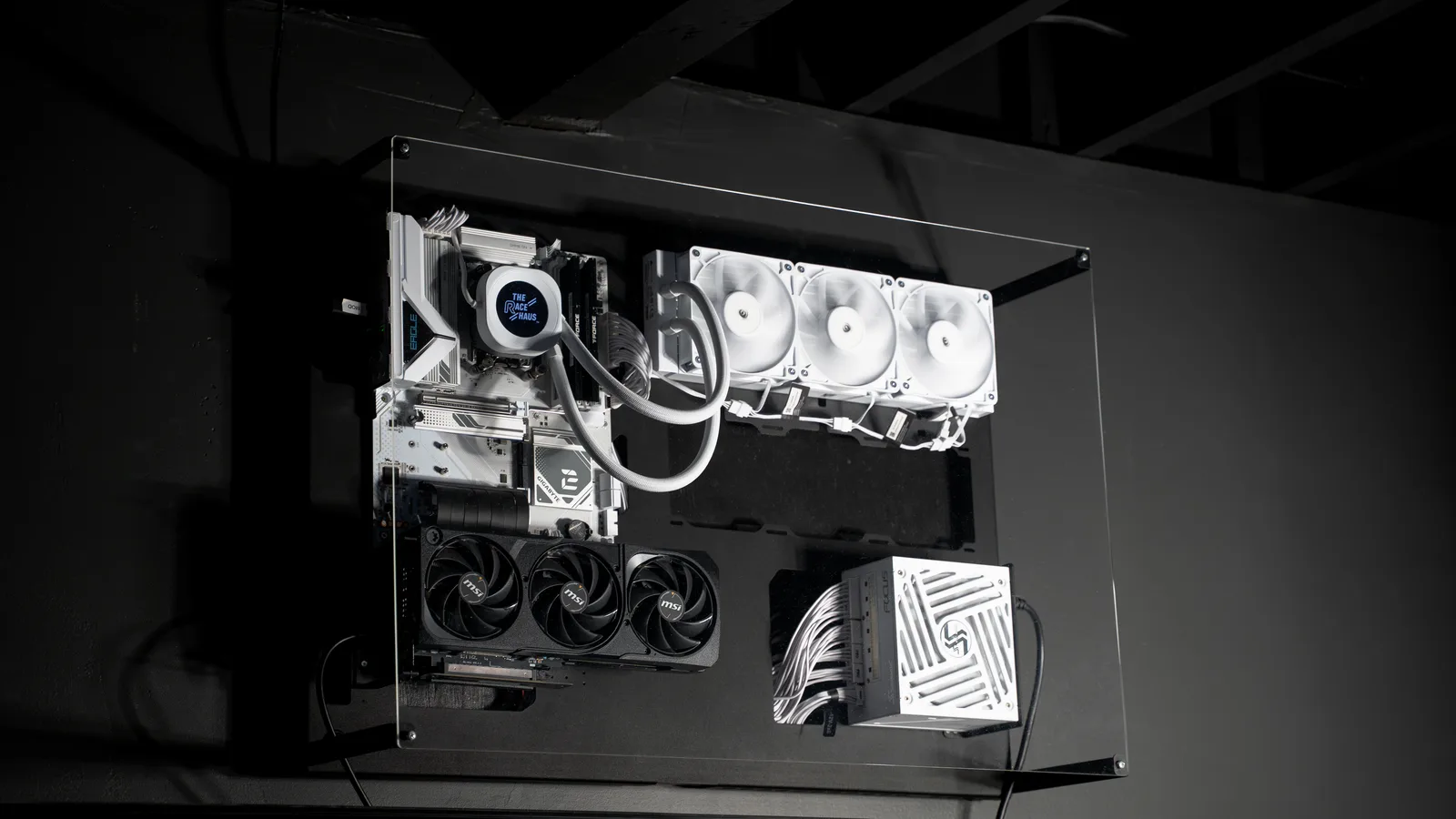 The Race Haus wall-mounted spectator PC that powers the live race broadcast screen